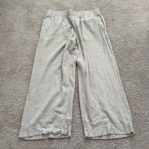 Old Navy Beige Linen Blend High Waist Wide Leg Pants Stretch Simmer Beach Sz 2X